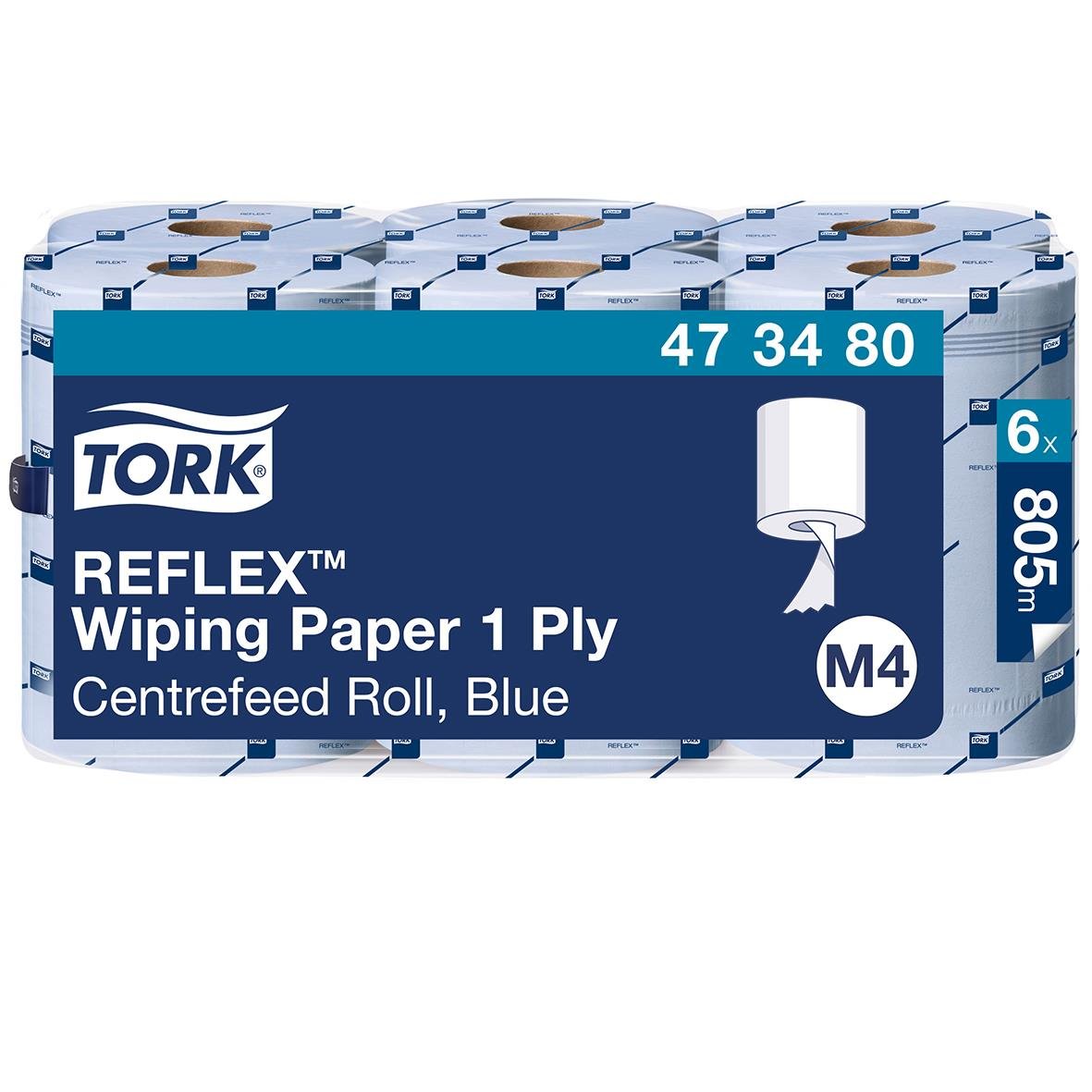 Blå Tork reflex våtservett 1-lag, 194mmx269m, 6-pack
