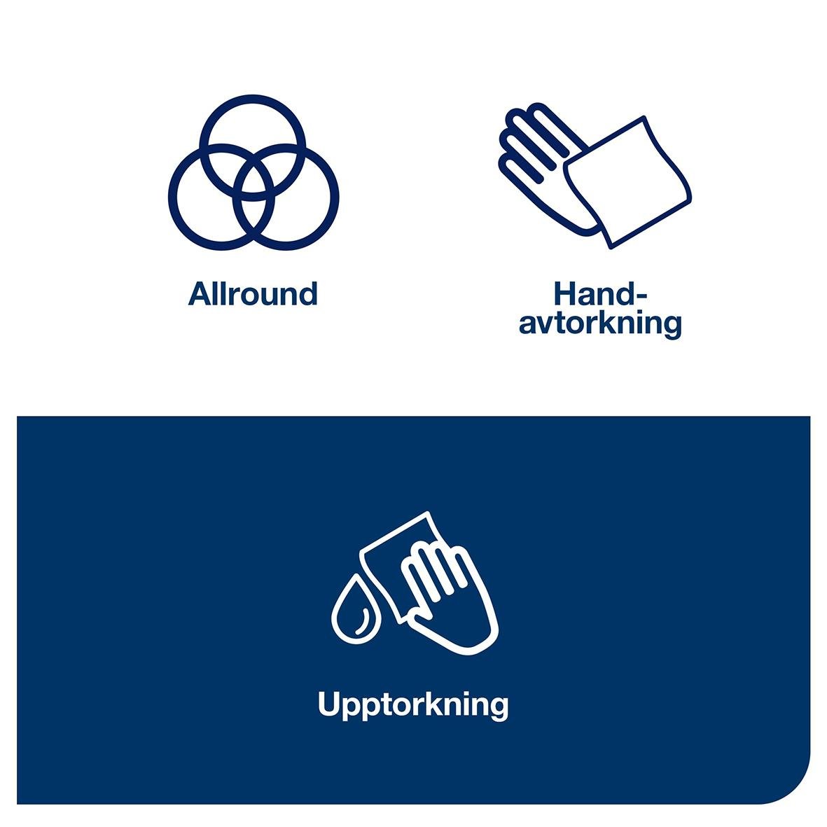 Tvättservetter för handavtorkning och upptorkning, 2-lag, vit, 194mmx67m, reflex avancer