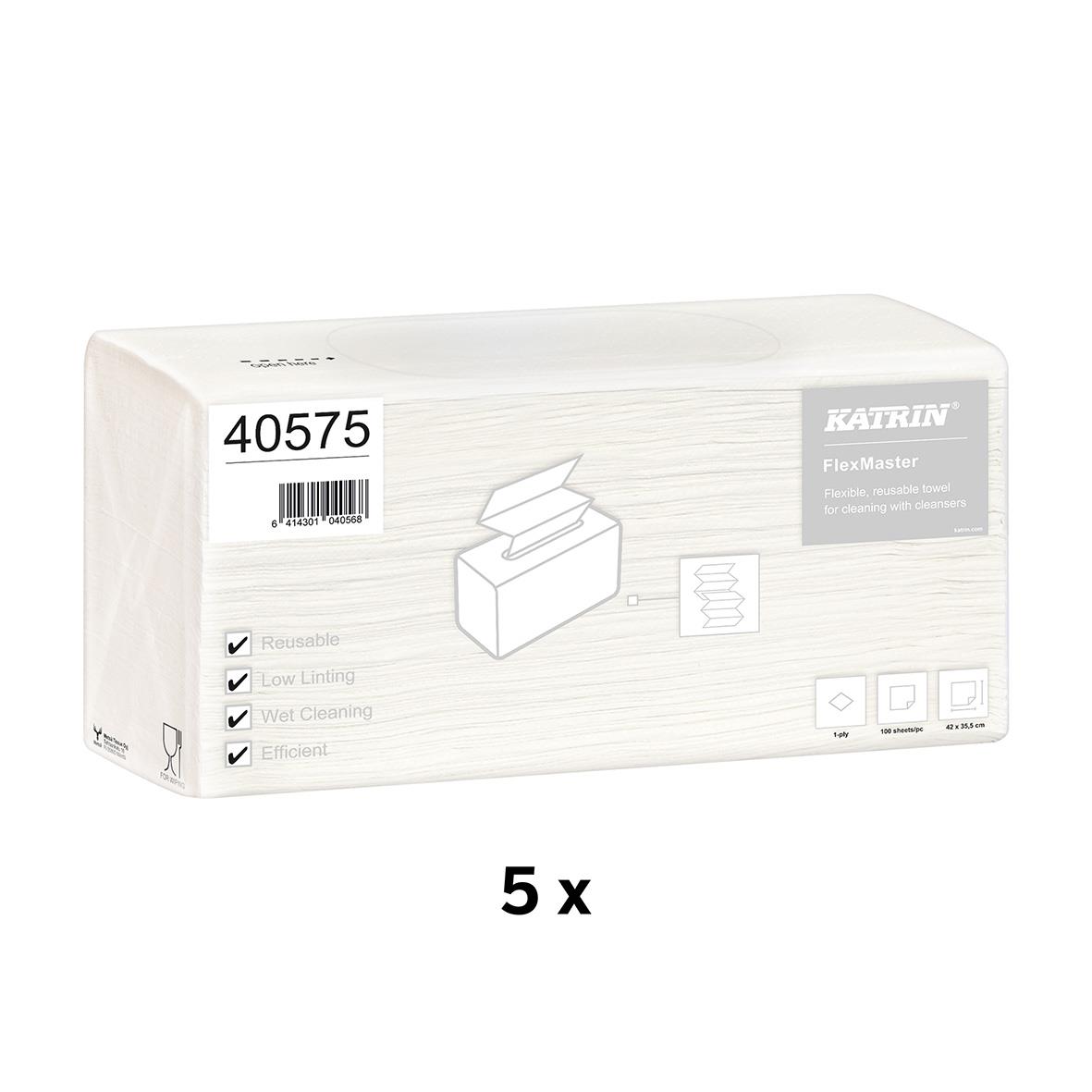Torkduk Katrin FlexMaster 1-lag vit 42x35,5cm i förpackning med 5 stycken