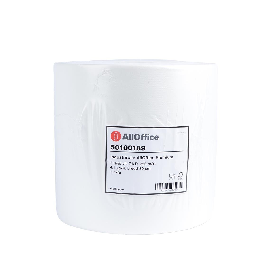 Industrirulle AllOffice Maxi Premium 720m x 300mm, vit, för kontor och industri