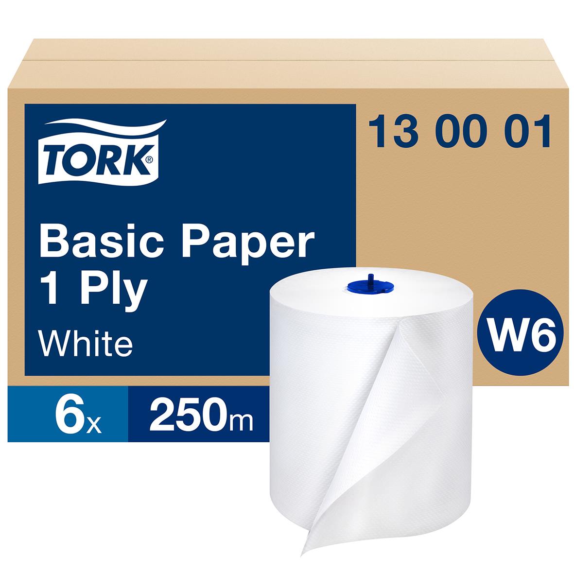 Torkrulle Tork W6 Basic 1-lag Vit 195mmx250m 50100196_1