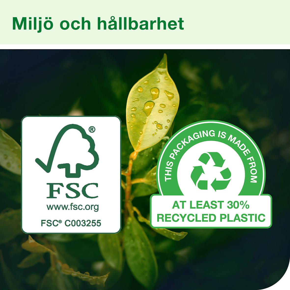 Miljö och hållbarhet med FSC-märkt rengöringsduk av minst 30% återvunnen plast, 35,5x41,5cm