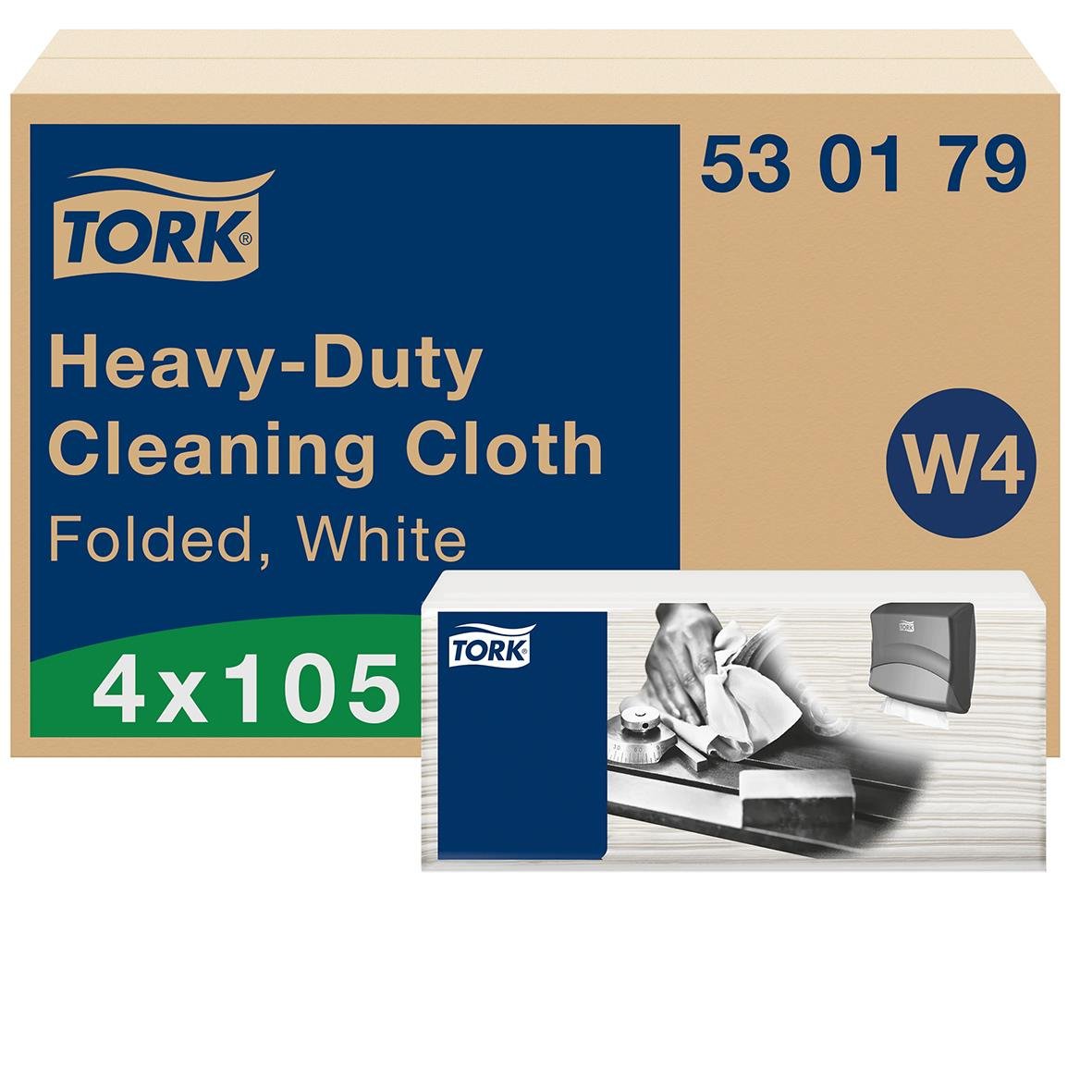 Rengöringsduk Tork W4 Kraftig Vit 35,5x41,5cm i förpackning