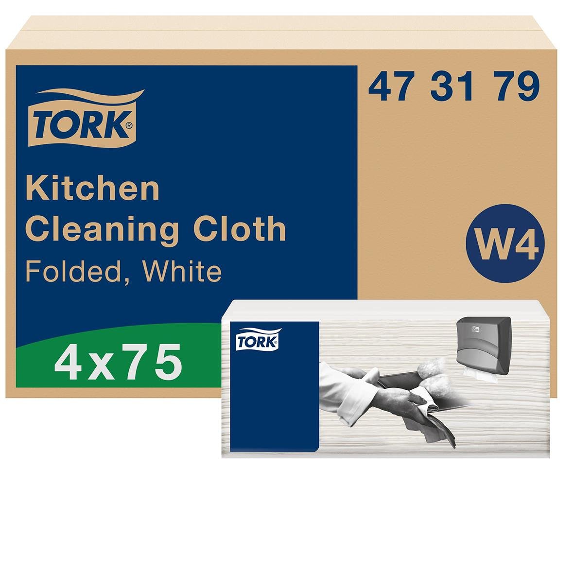 Rengöringsduk Tork W4 Kök Vit 35,5x41,5cm i förpackning