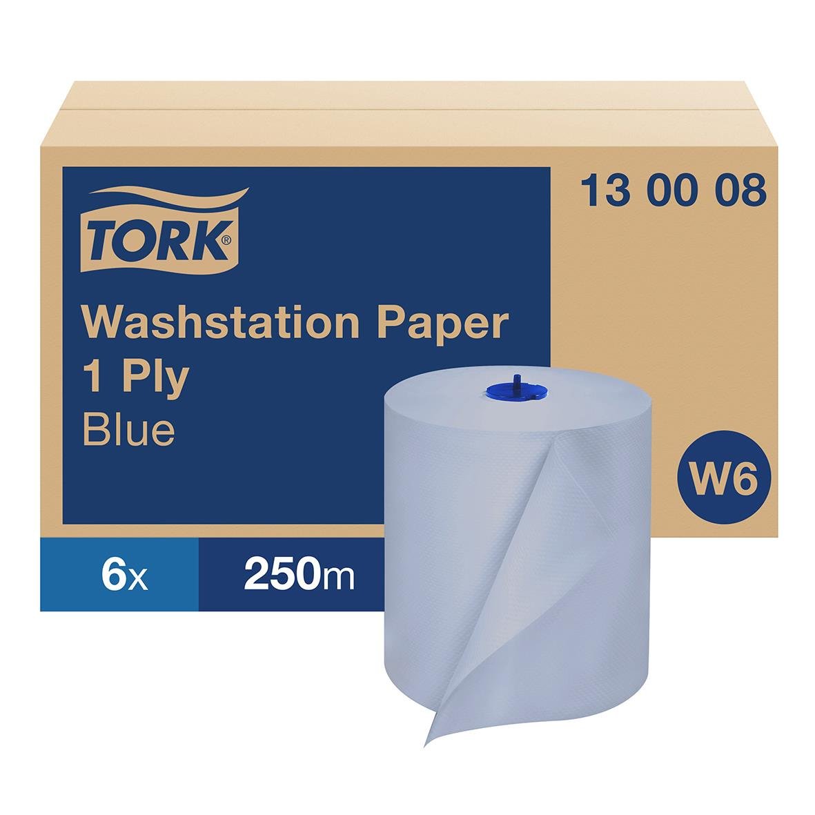 Blå Tork W6 universaltorkrulle 195mm x 250m i förpackning