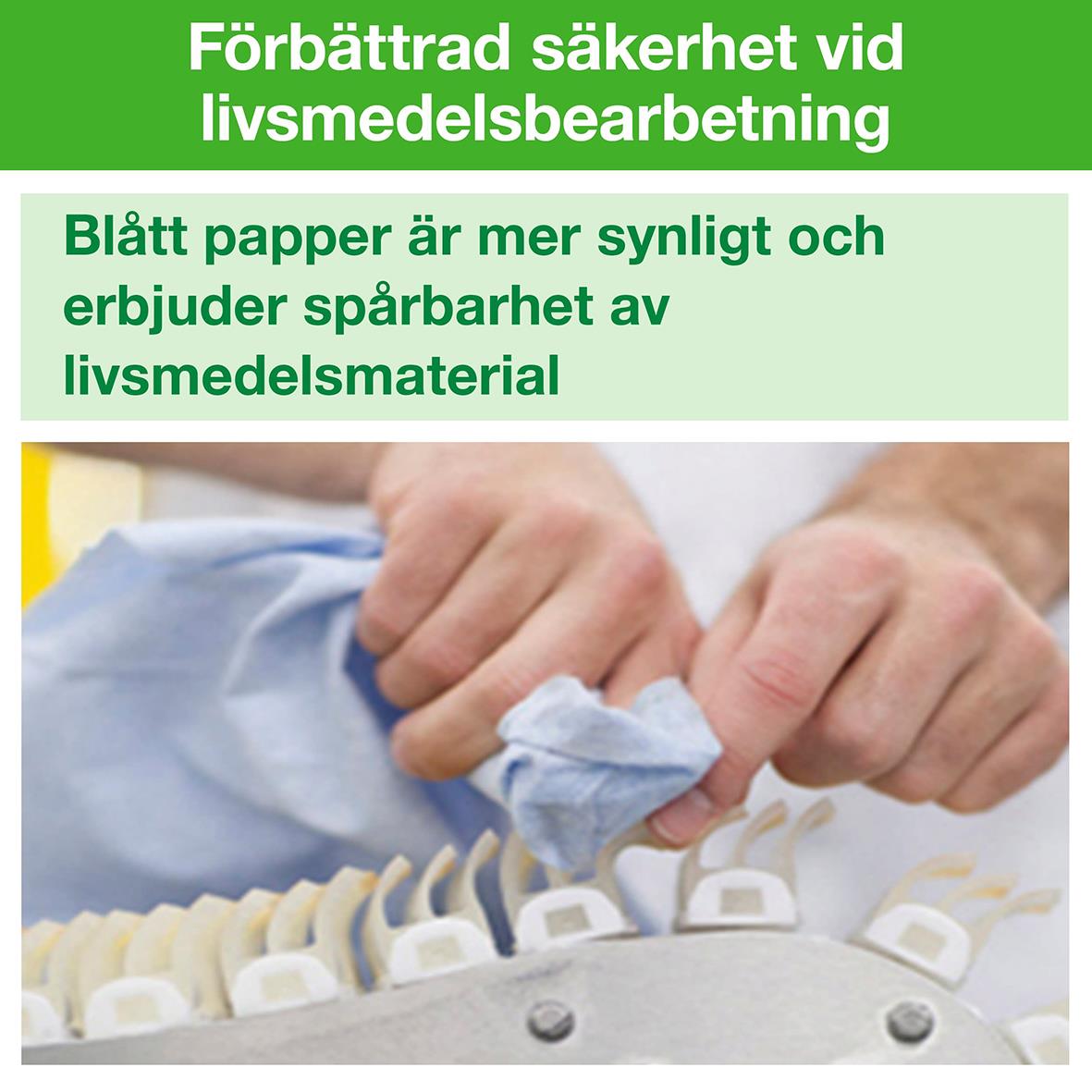 Blått papper för livsmedelsberedning, 195mm x 250m, Tork W6 Universal 1-lag