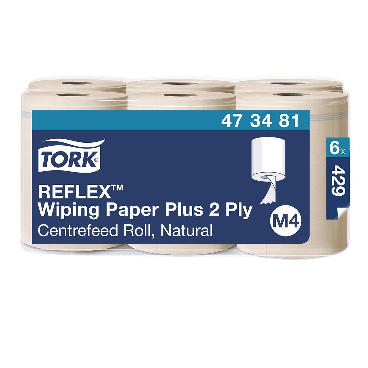 Tork Reflex Plus 1-lags våtservettpapper i rulle, naturfärgad, 198mm x 150m, 6-pack