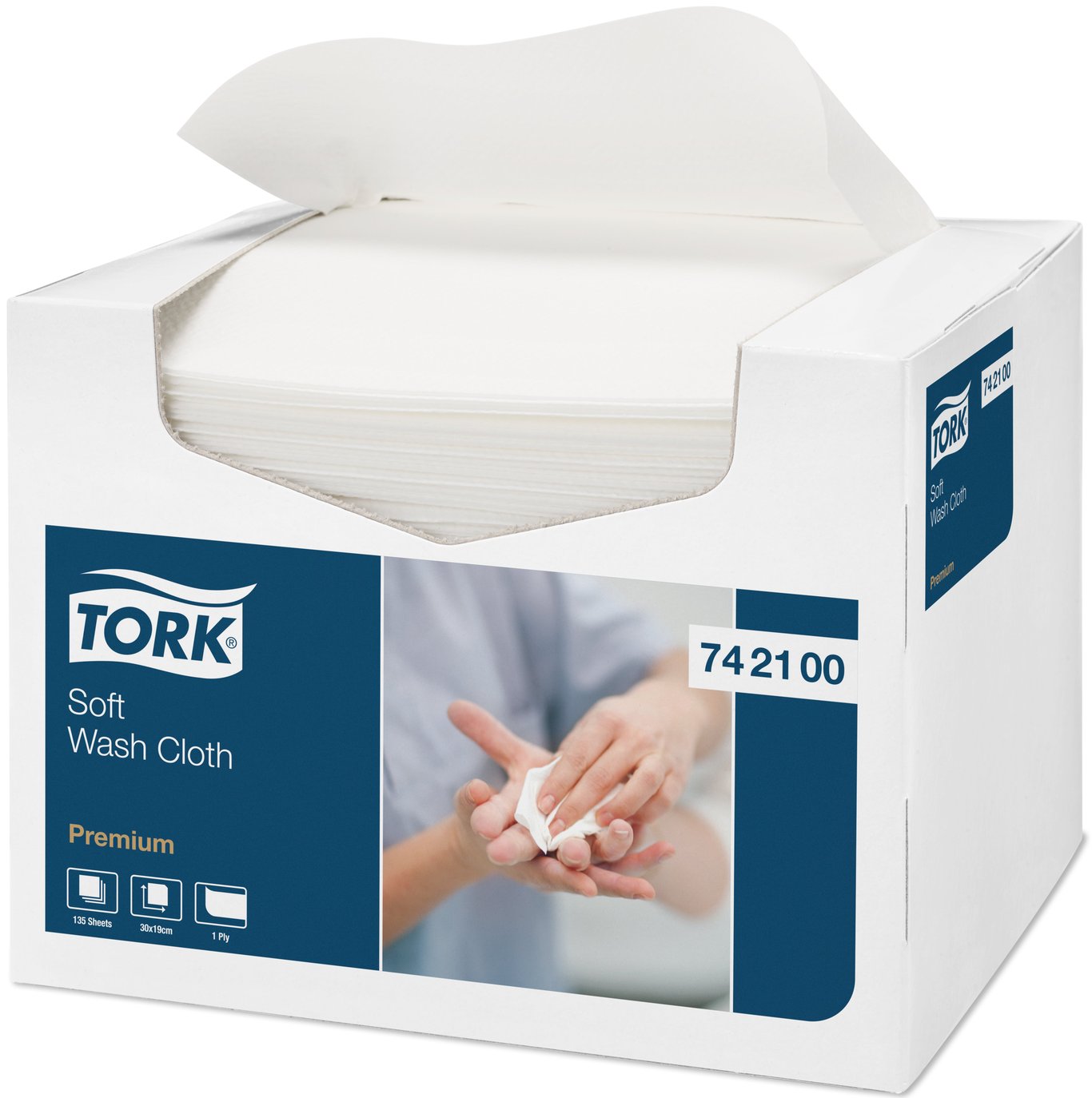 Tvättlapp Tork Premium 1-lag Vit 30x19cm 50150004_1