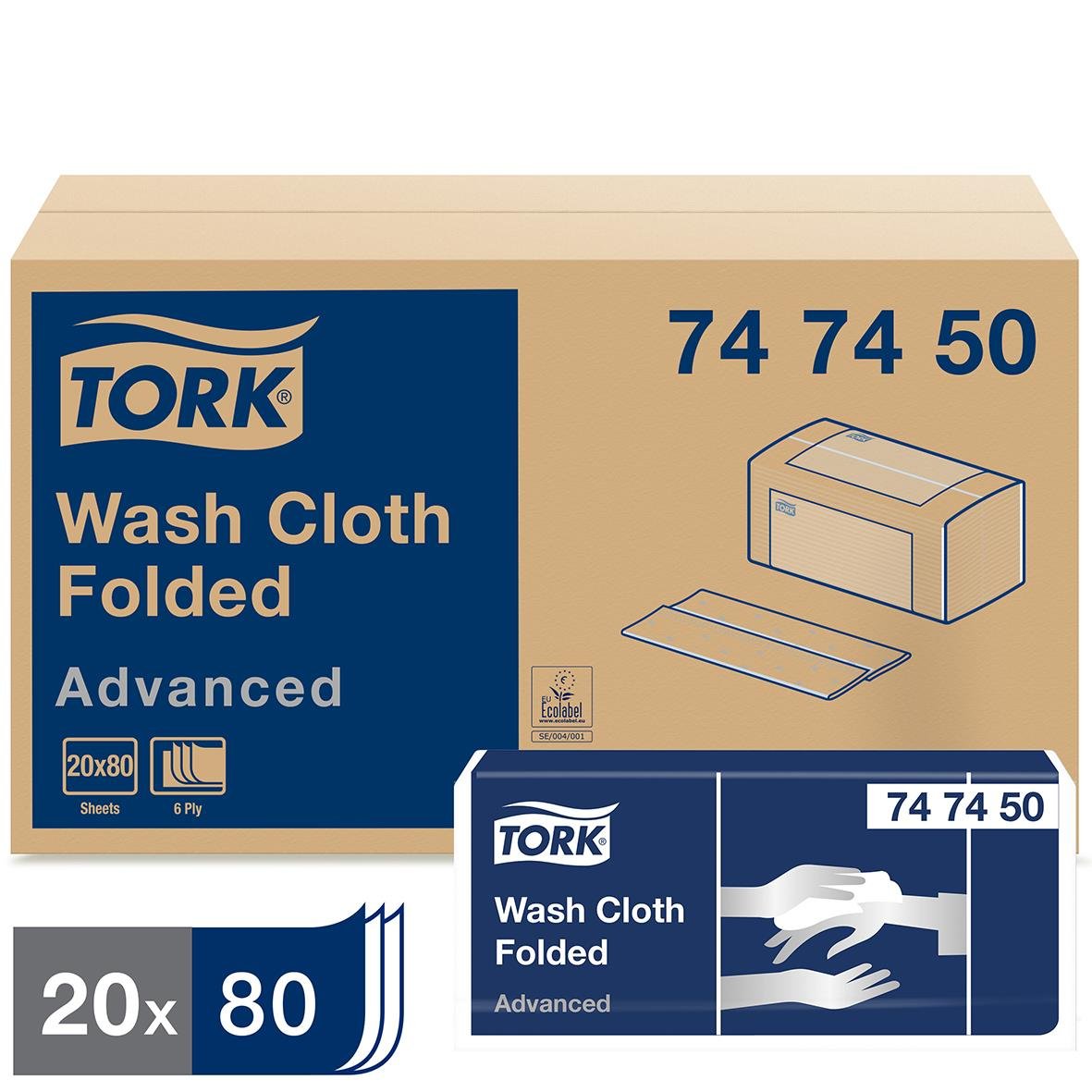 Tvättlapp Tork Advanced 6-lag Vit 25x19cm 50150005_1