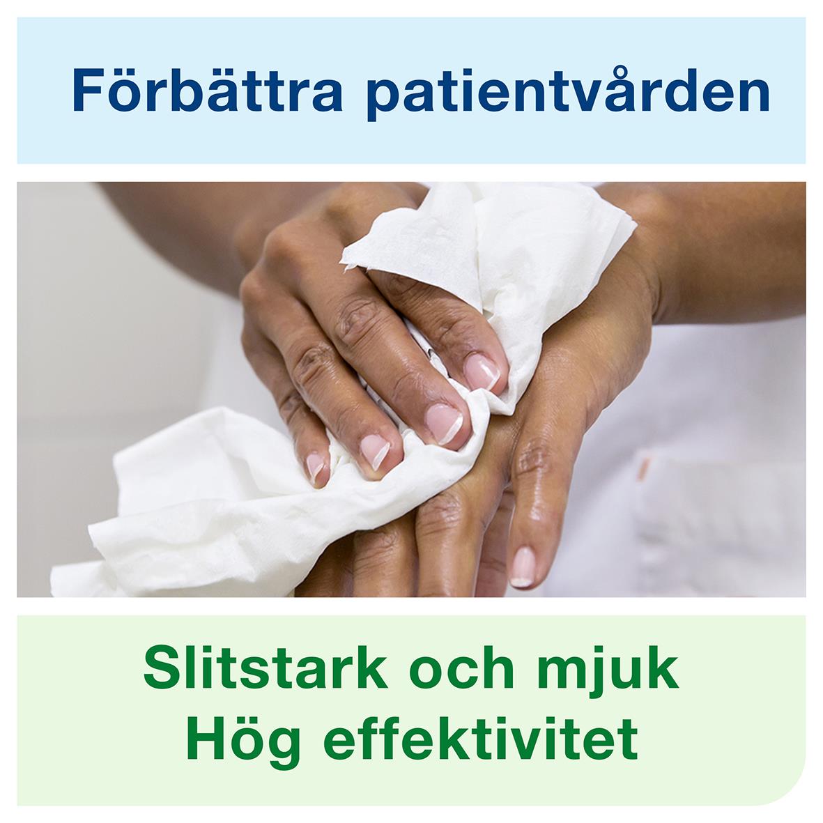 Tvättlapp Tork Advanced 6-lag vit 25x19cm används för att förbättra patientvården, är slitstark, mjuk och effektiv