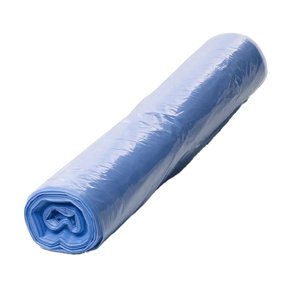 Blå PE-belagd britsunderlägg i flat modell 38/37x80cm, rullad