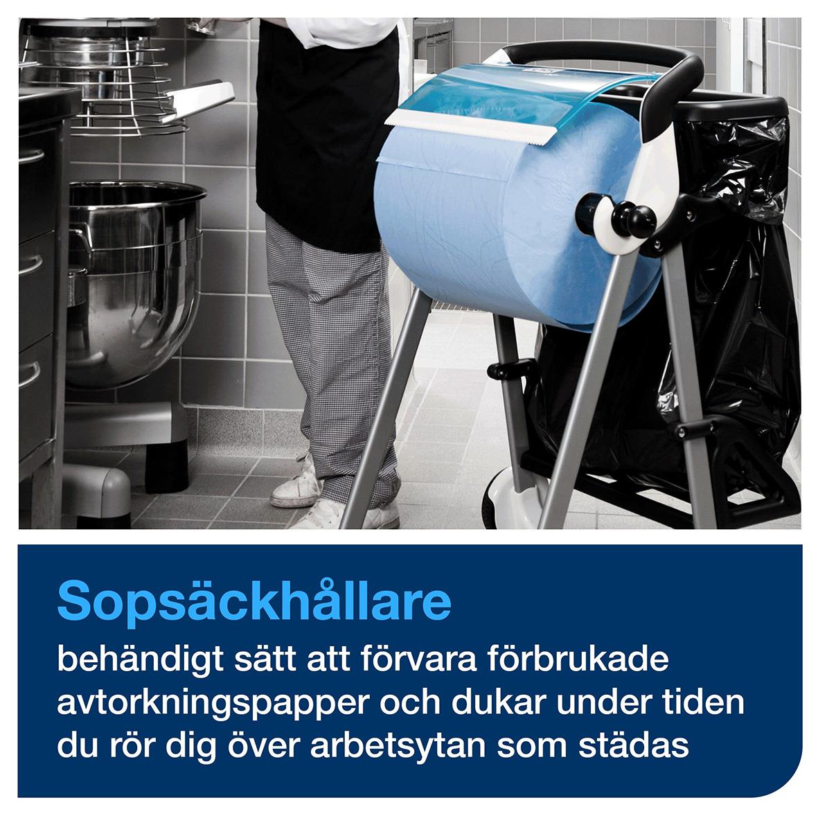 Svart sopsäckhållare Tork W1 för golvställ, förvaring av avfallspåsar och dukar, lätt att använda