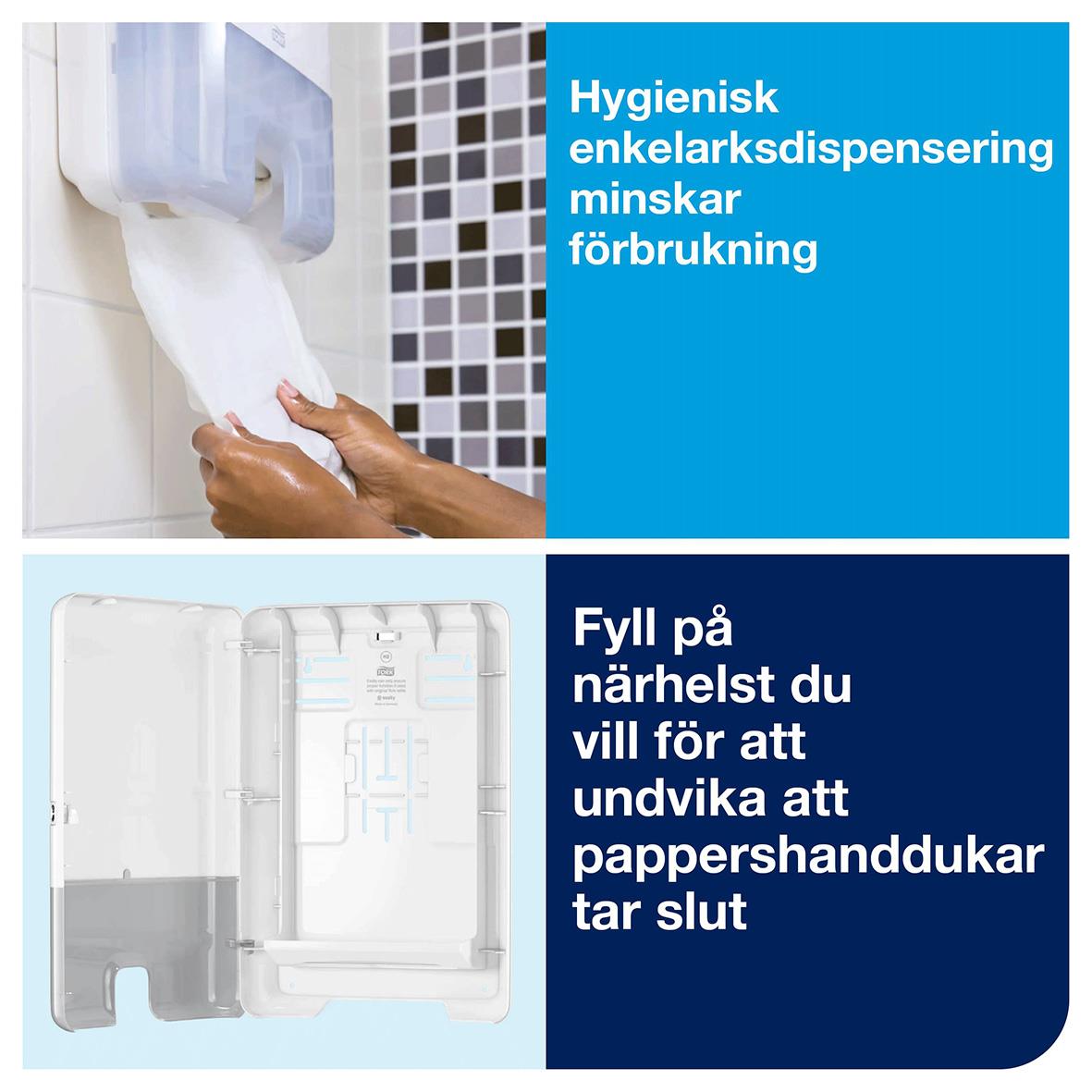 Hygienisk vit pappershanddukstorkdispenser för att minska förbrukning och undvika slut på papper
