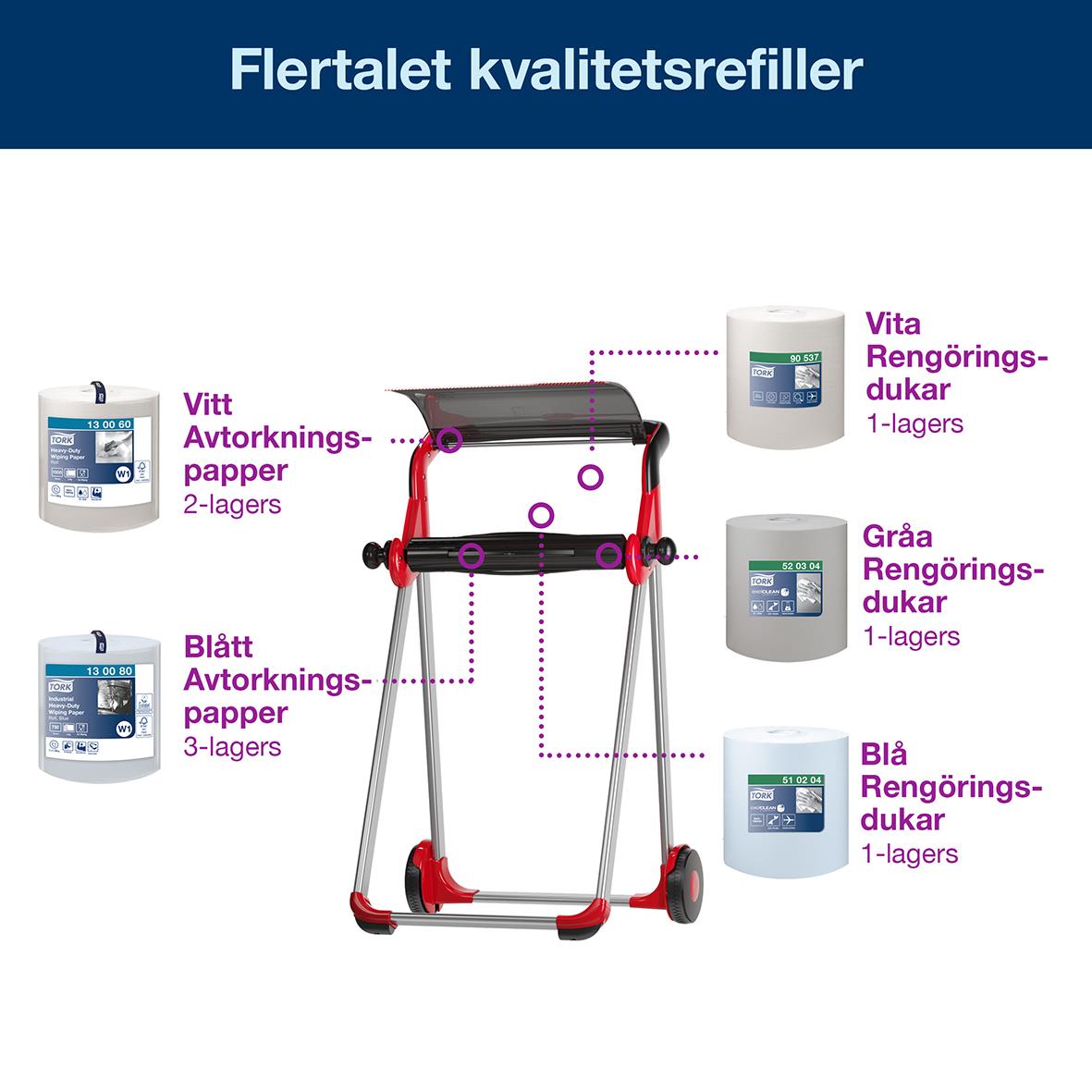 Torkrullställ Tork W1 Golv med hjul röd/svart 50250030_3