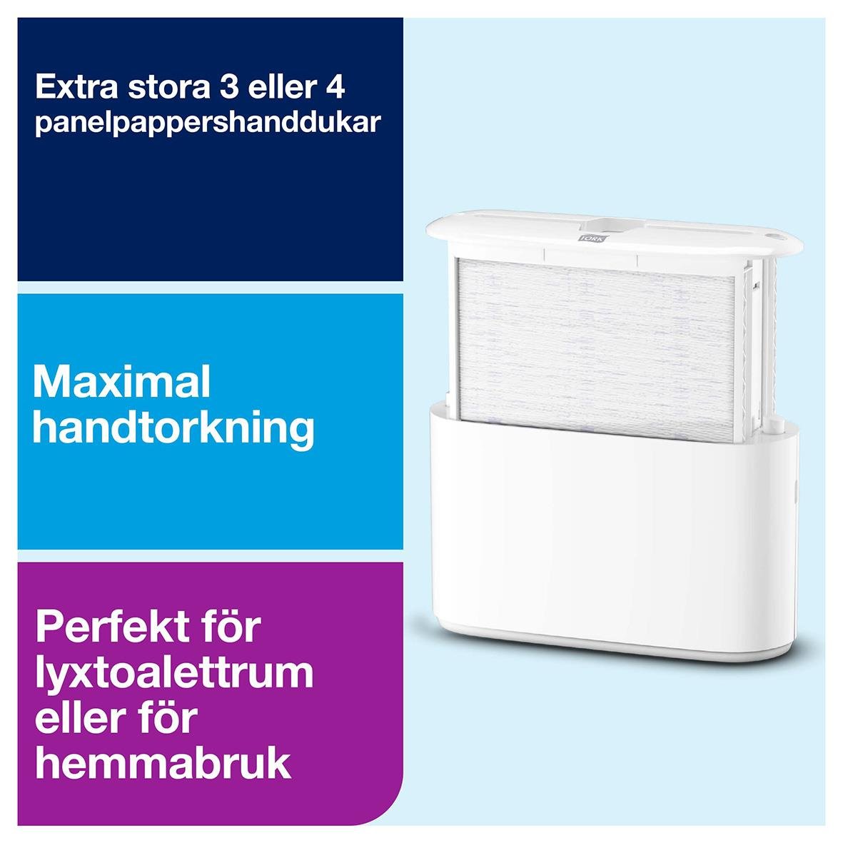 Vit fristående dispenser för pappershanddukar H2 Multifold, perfekt för lyxtoalett eller hembruk, extra stora 3 eller 4 paneler