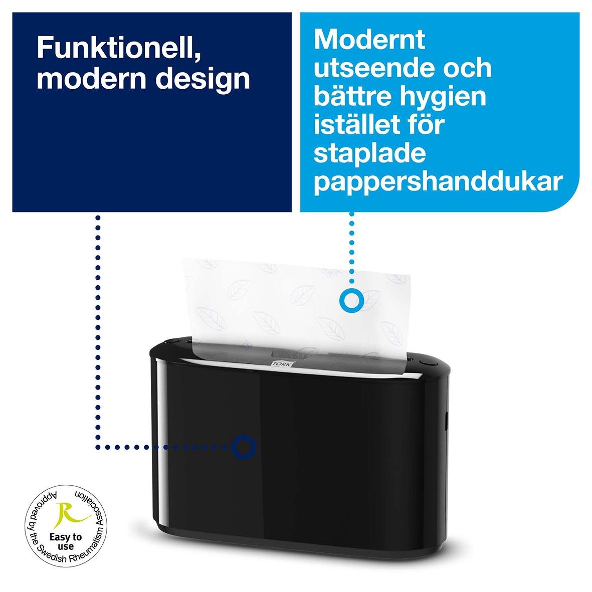 Dispenser Pappersh Tork H2 Multifold Fristående svart 50250059_2