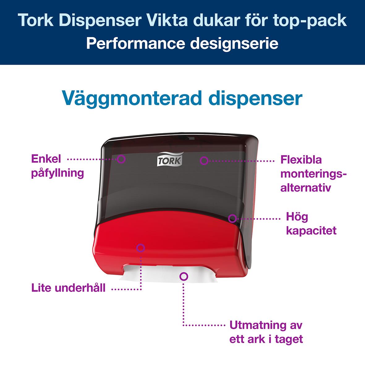Dispenser Rengöringsduk Tork W4 Top Pack röd/svart 50250069_2