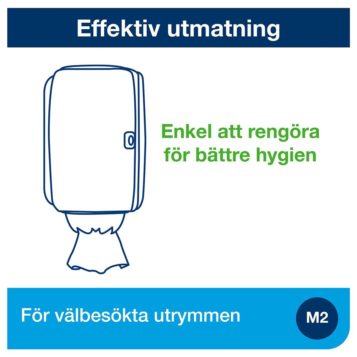 Dispenser för Torkrulle Tork M2, röd/svart, enkel att rengöra för bättre hygien, för välbesökta utrymmen