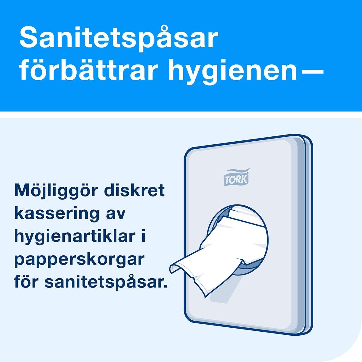 Vit sanitetspåshållare Tork B5 dispenser för hygienartiklar i papperkorgar
