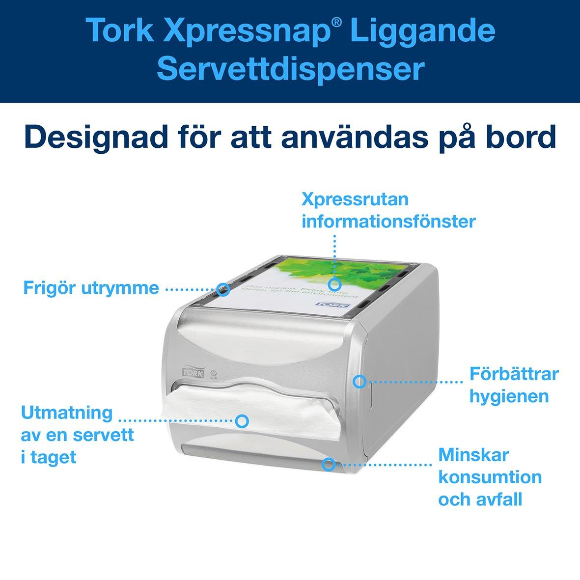 Servettdispenser Tork Xpressnap N4 Liggande Ljusgrå 50250088