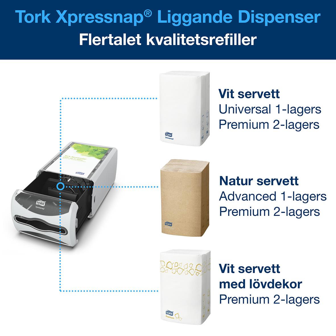Servettdispenser Tork Xpressnap N4 Liggande Ljusgrå 50250088