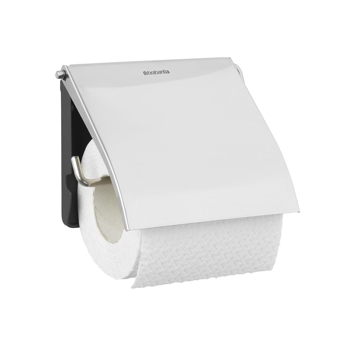 Toalettpappershållare Brabantia ReNew i stål med lock och plats för toapapper