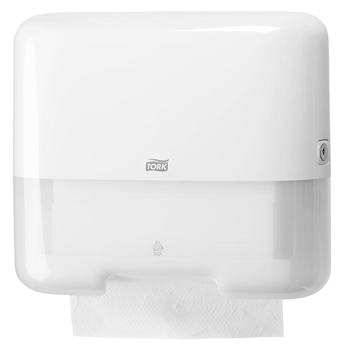 Vit dispenser för pappershanddukar Tork H3 Singelfold/C-Fold Mini