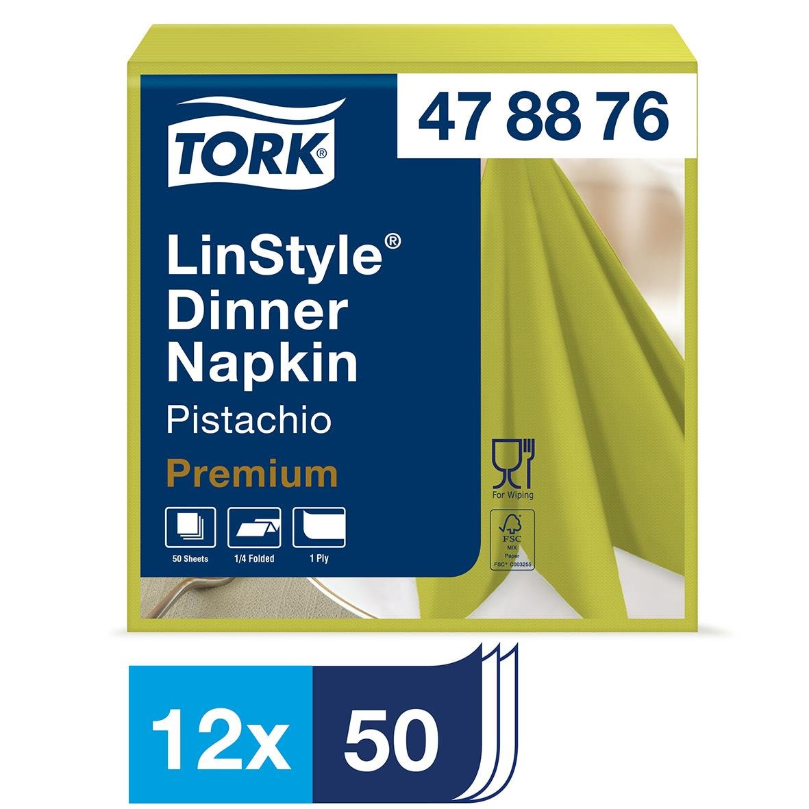 Servett Tork LinStyle Pistage 39x39cm för middag, 12-pack, premium kvalitet