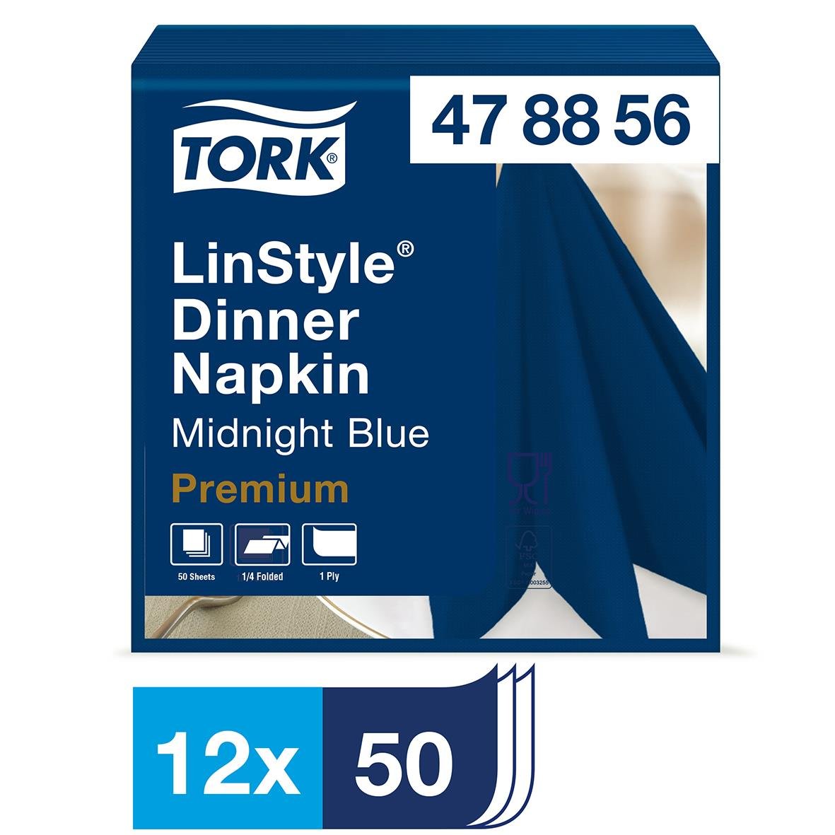 Servett Tork LinStyle Blå 39x39cm för middagsdukning i förpackning med 12 paket