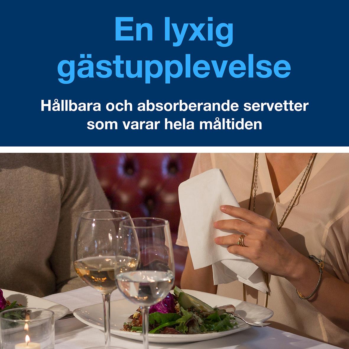 Servett Tork LinStyle 1/8 Vikt Vit 39x39cm, hållbar och absorberande för hela måltiden