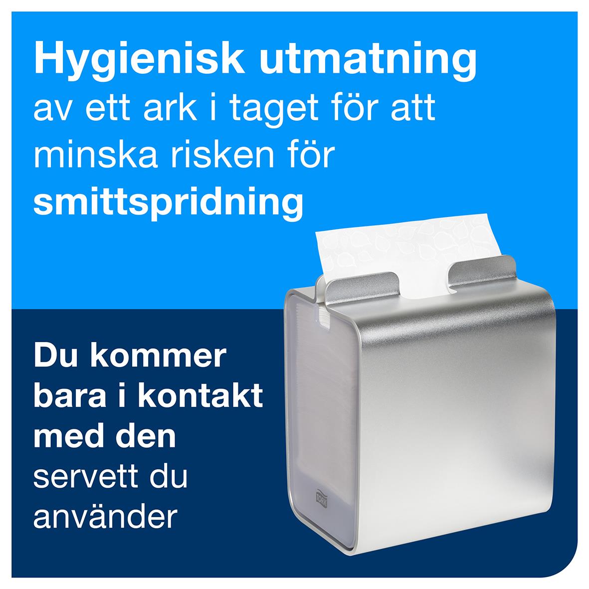 Servettdispenser Tork Xpressnap N4 Bordsmodell i aluminium för hygienisk utmaning och kontakt