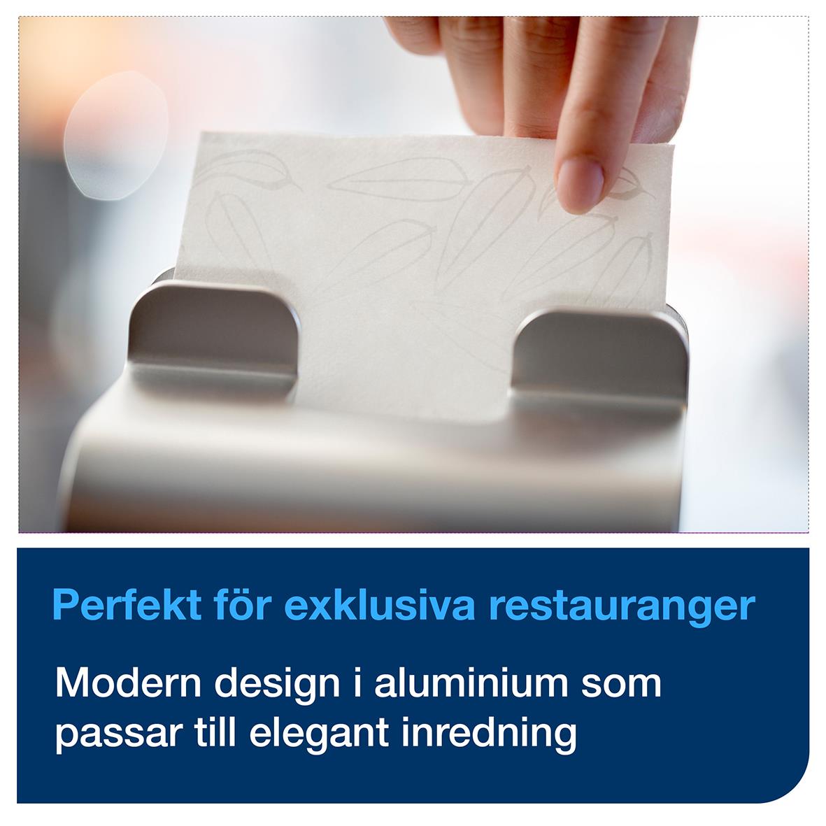 Servettdispenser Tork Xpressnap N4 Bordsmodell i aluminium, modern design, passar till eleganta restauranger