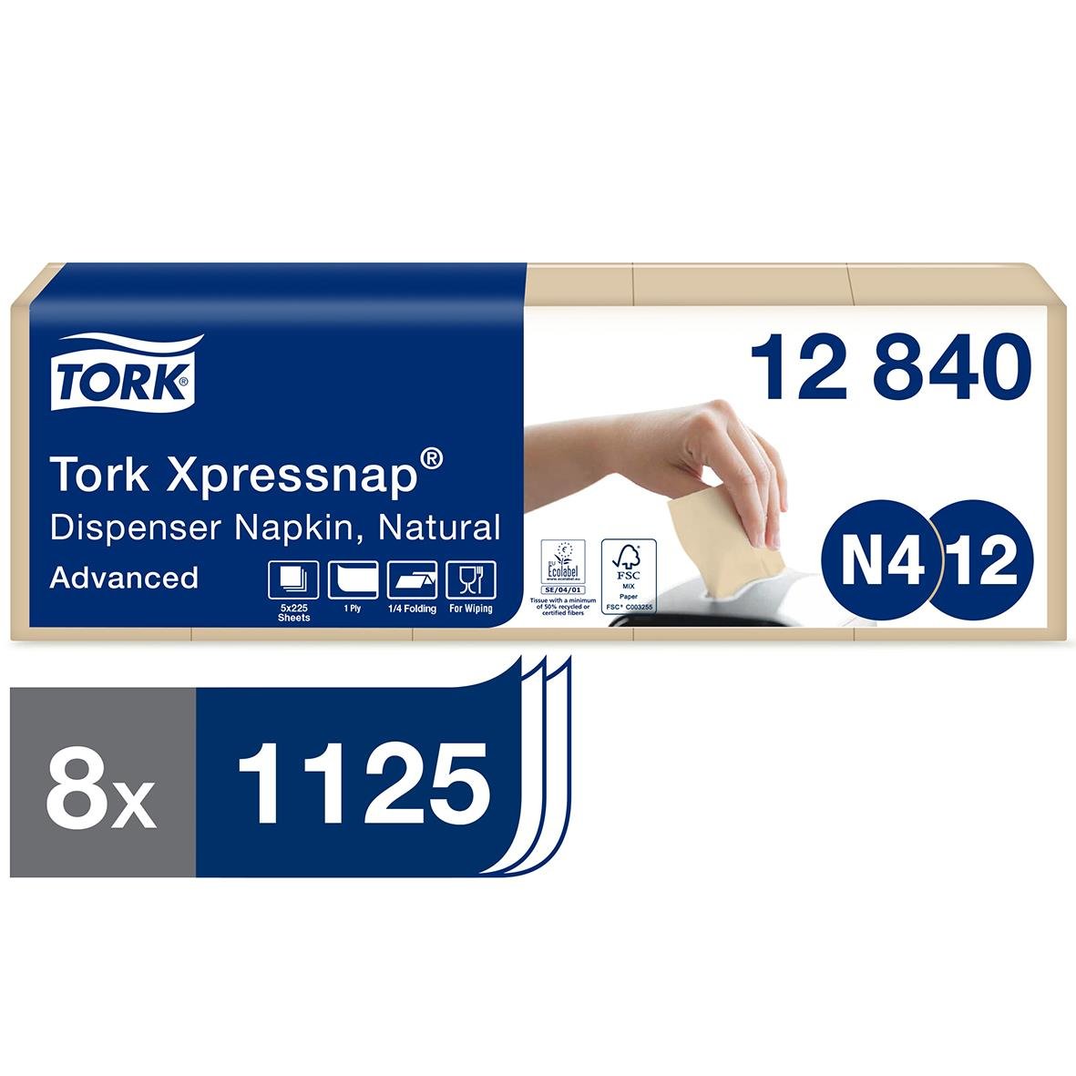 Dispenserservett Tork N4 1-lag Brun 21,3x33cm i förpackning
