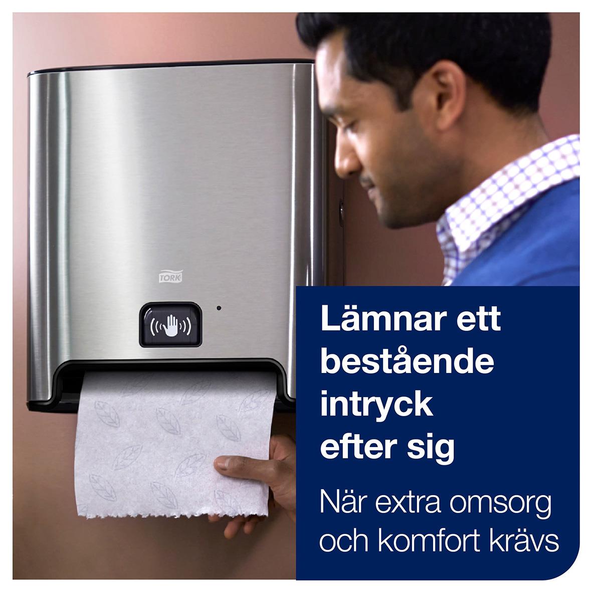 Automatisk pappershandduksdispenser i stål och svart med sensor för hygien och komfort