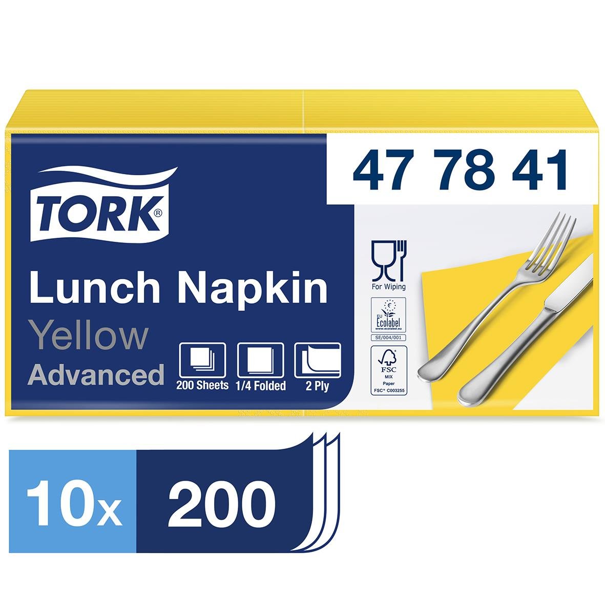 Servett Tork 2-lag Gul 33x33cm