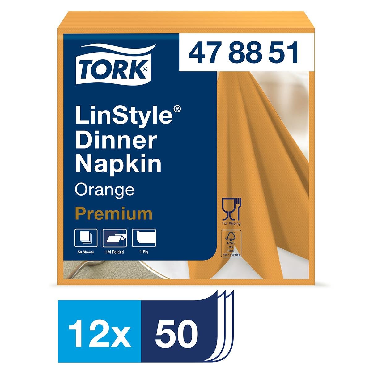 Servett Tork LinStyle Orange 39x39cm, 12-pack, premium kvalitet