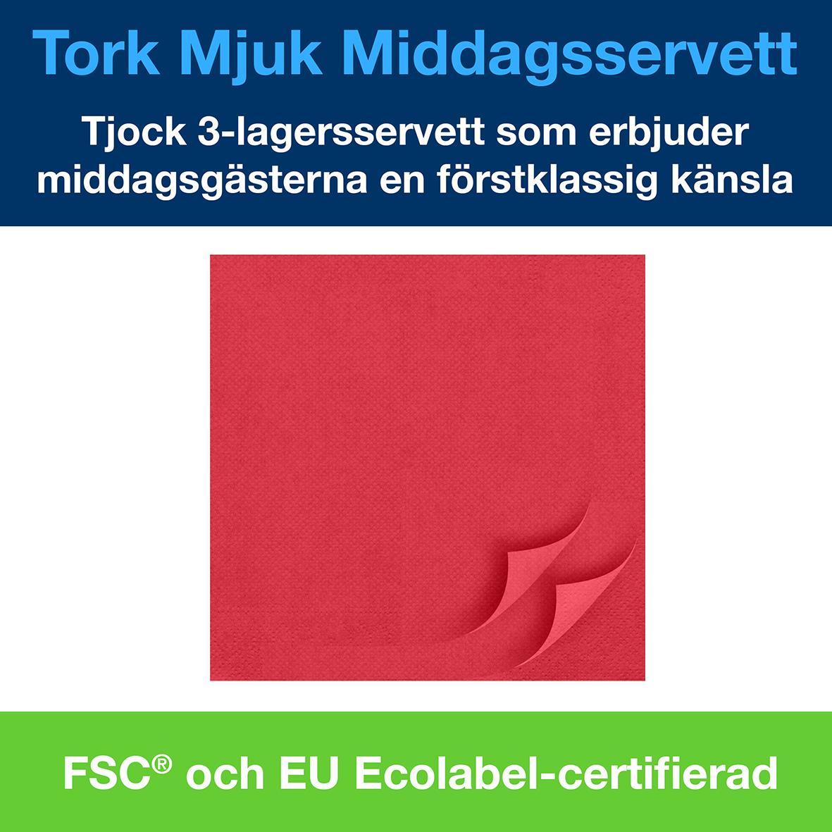 Servett Tork Soft 3-lag Röd 39,5x39cm 50250315_3