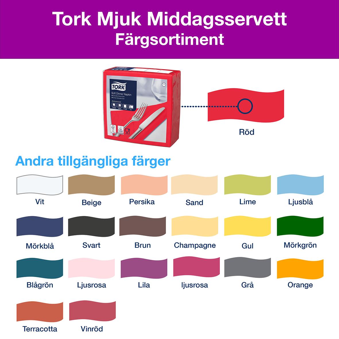 Servett Tork Soft 3-lag Röd 39,5x39cm 50250315_4