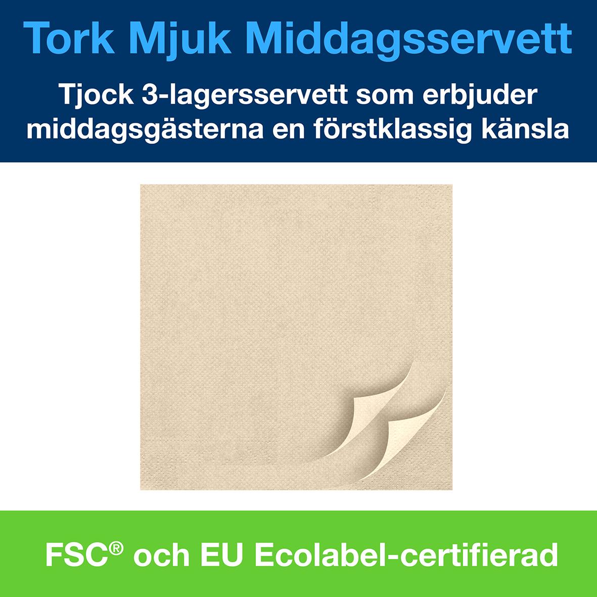Servett Tork Soft 3-lag Sand 39,5x39cm 50250319_3