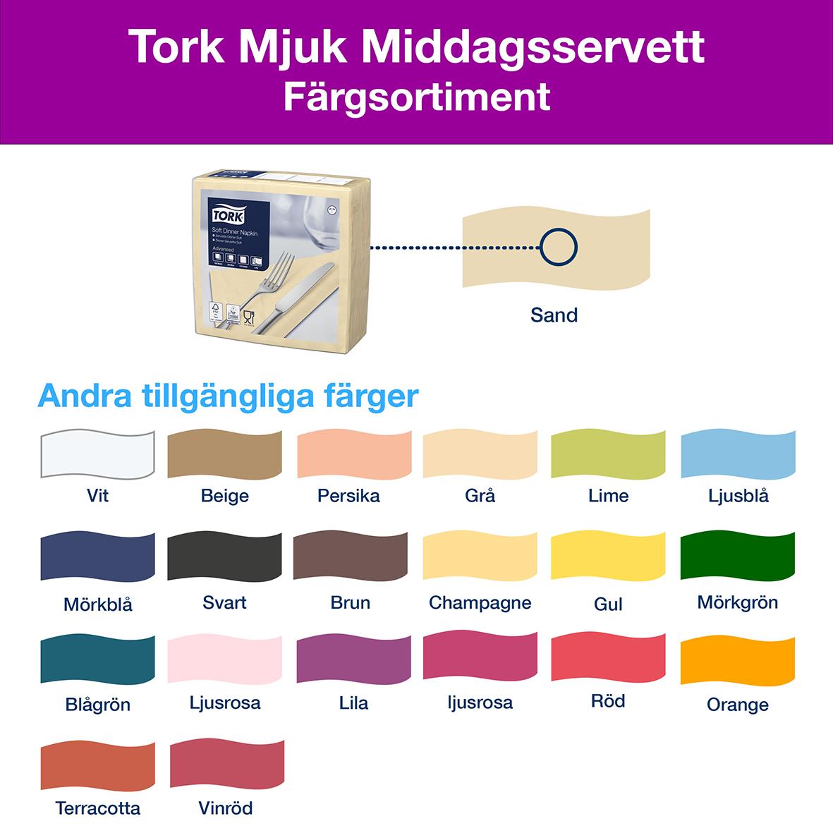 Servett Tork Soft 3-lag Sand 39,5x39cm 50250319_4