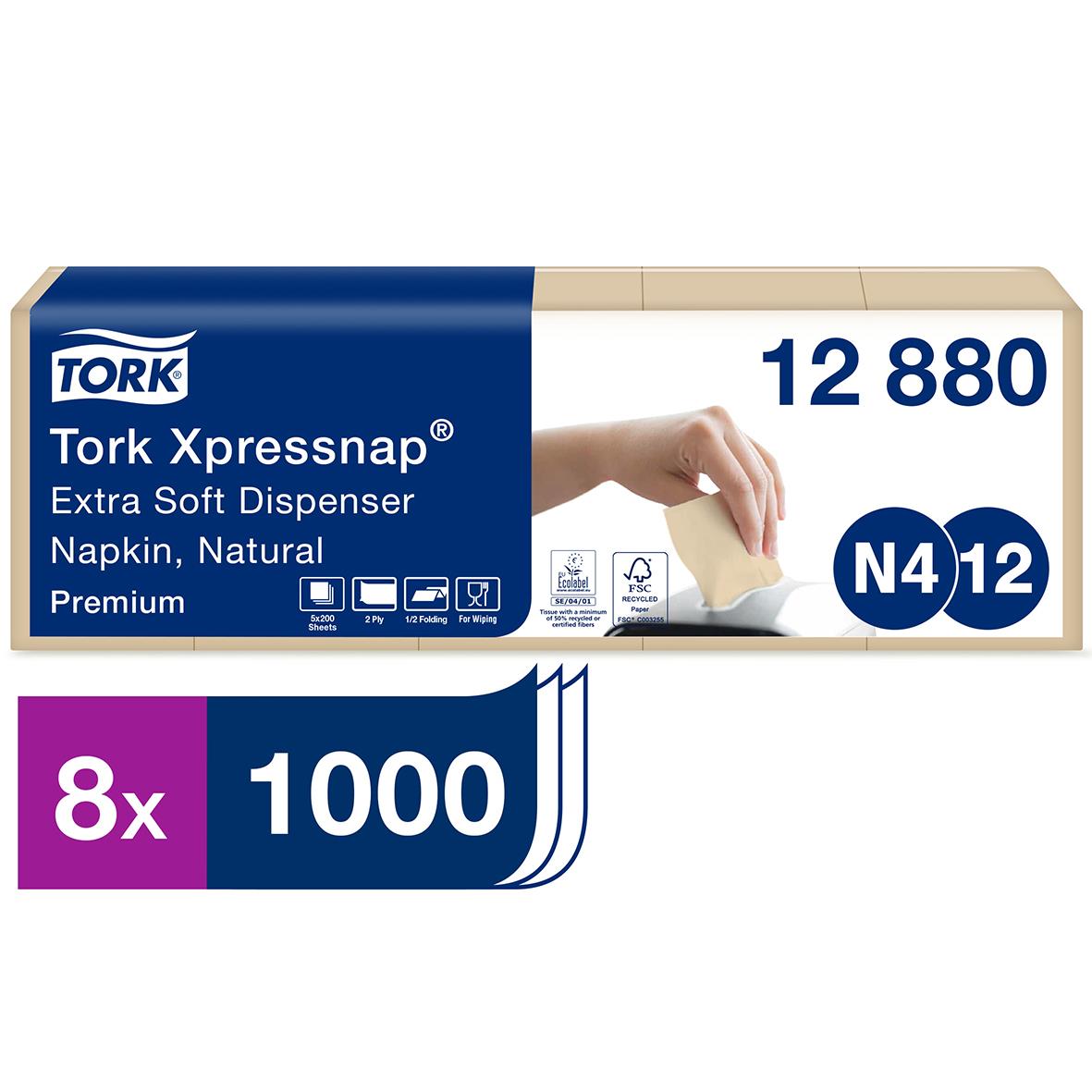 Dispenserservett Tork N4 2-lag Natur 16,5x21,3cm i förpackning