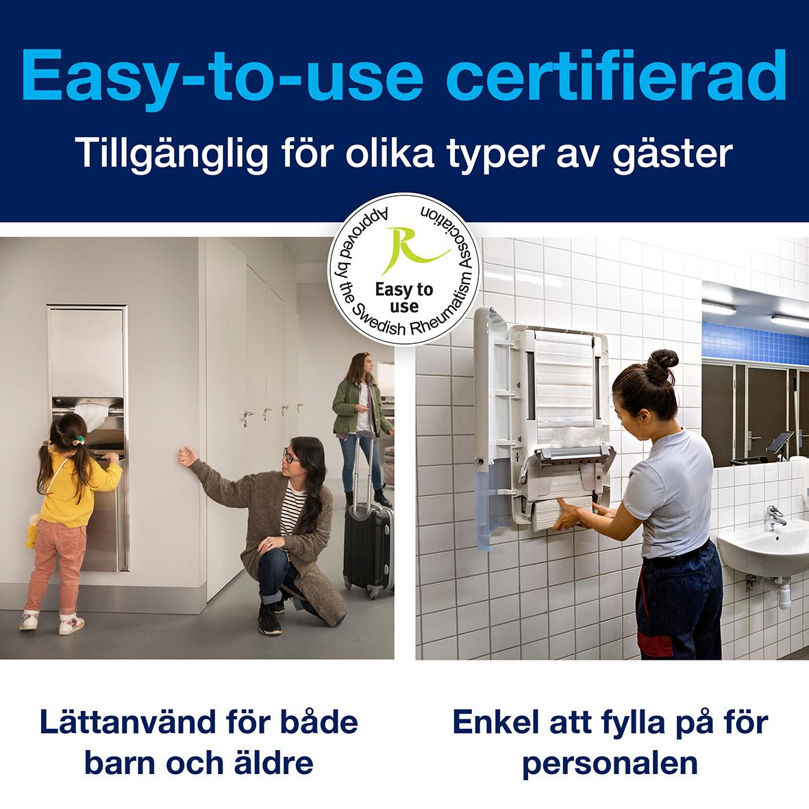 Dispenser för pappershandduk Tork H5 PeakServe svart, lätt att fylla på, certifierad för enkel användning av barn och vuxna