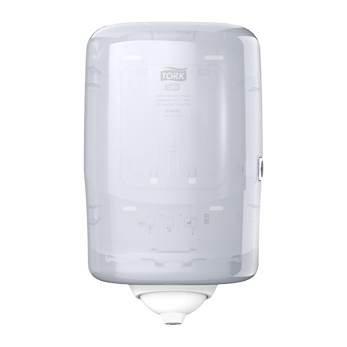 Vit dispenser för Torkrulle Tork M3 Reflex centrummatad