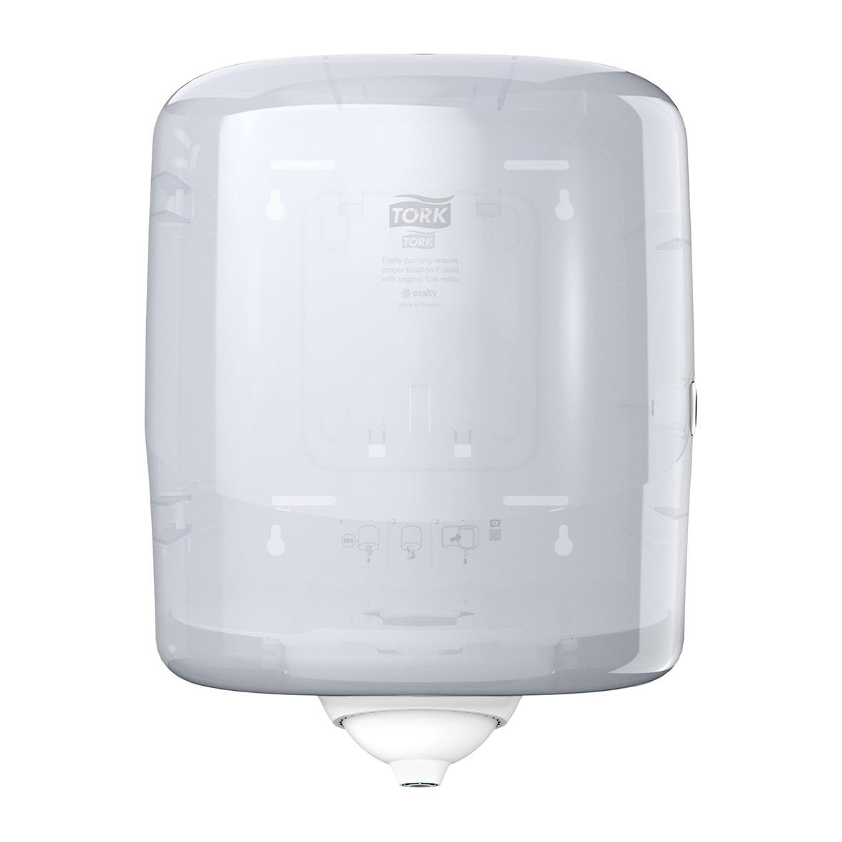 Vit dispenser för Tork M4 Reflex centrummatad torkrulle