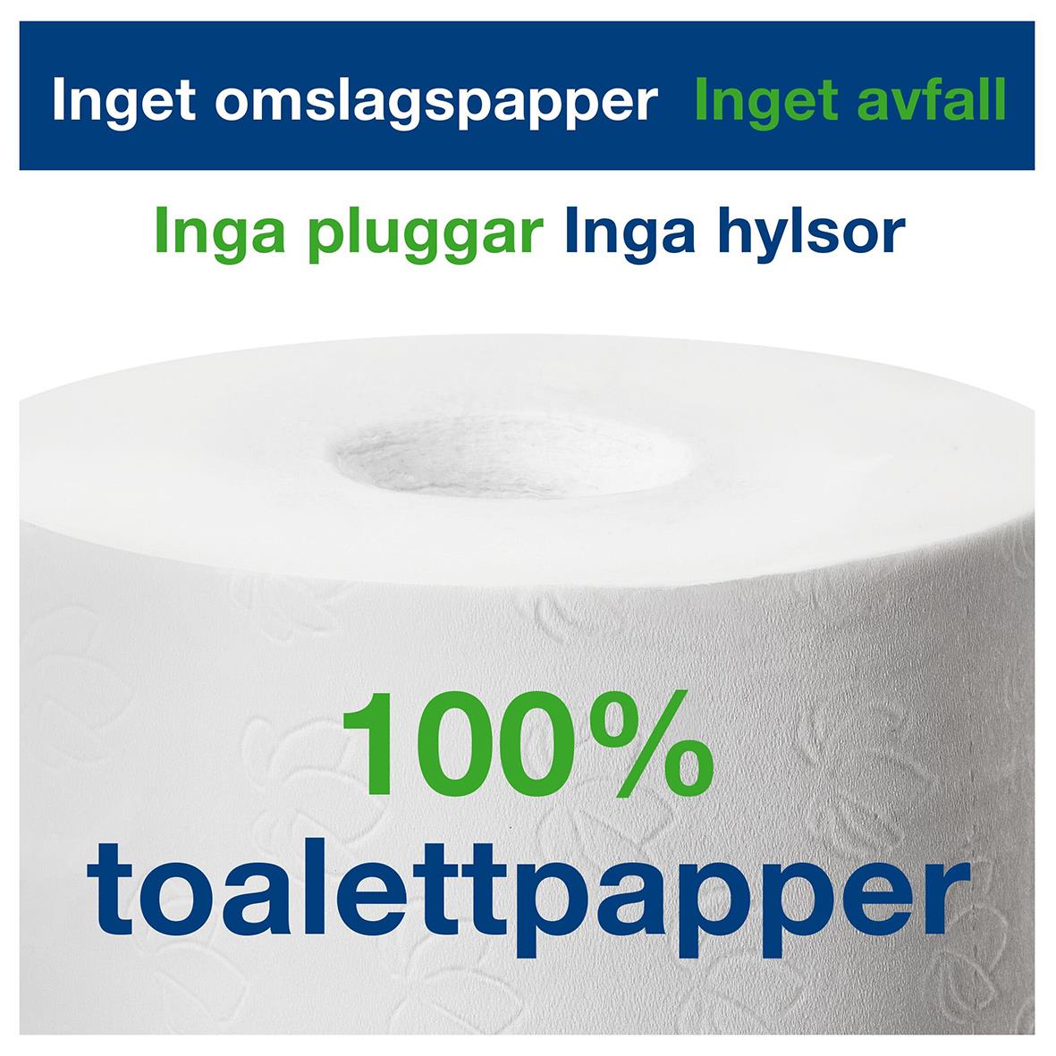 Dispenser för toalettpapper Tork T7 Coreless med 2 rullar i svart, utan omslagspapper, inga pluggar eller hyllor