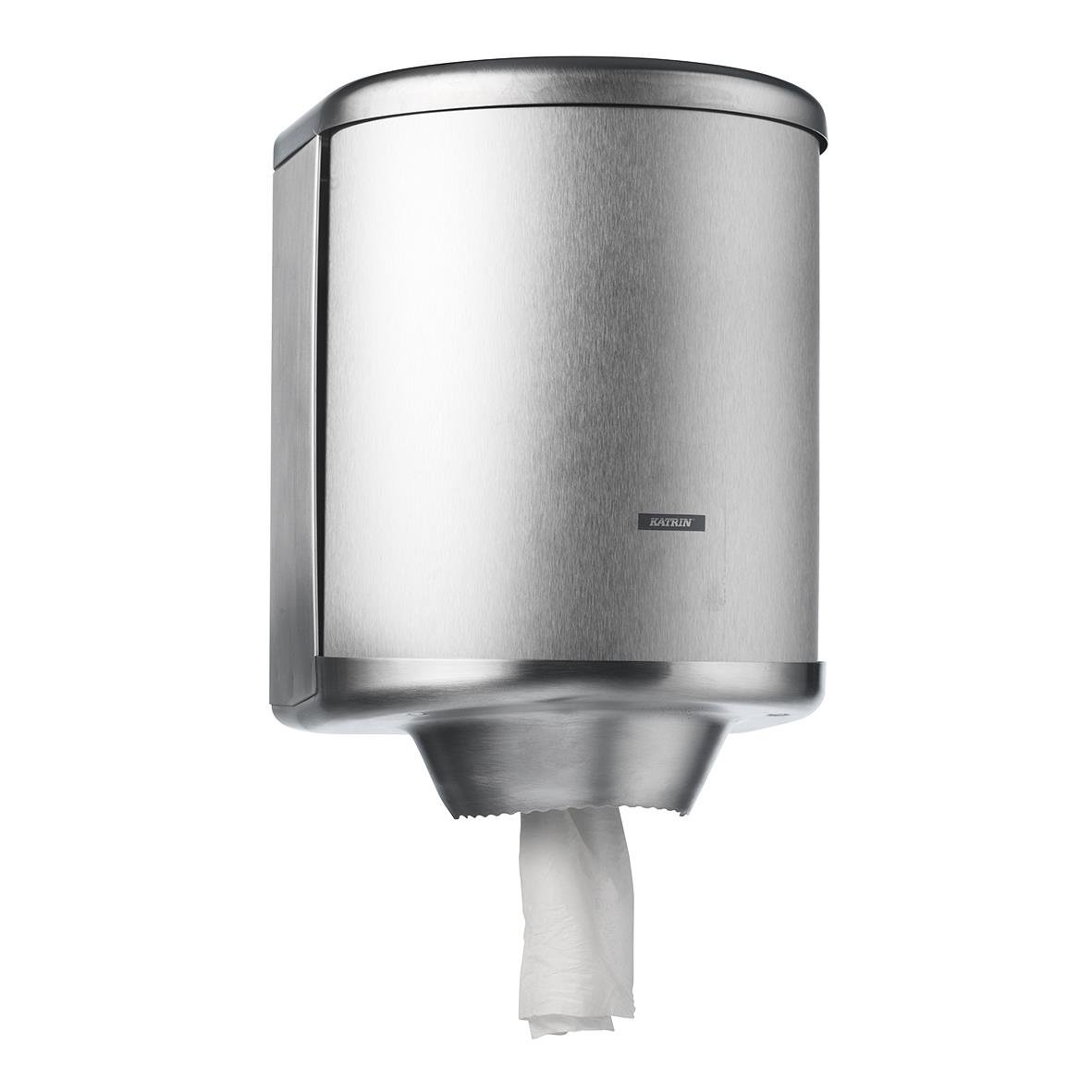 Rostfri dispenser för Katrin Centrummatad Torkrulle