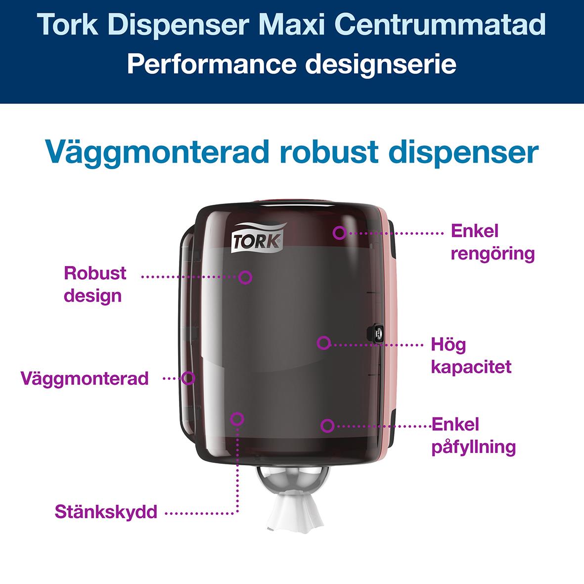 Dispenser Torkrulle Tork W2 Maxi röd/svart 50250448_2