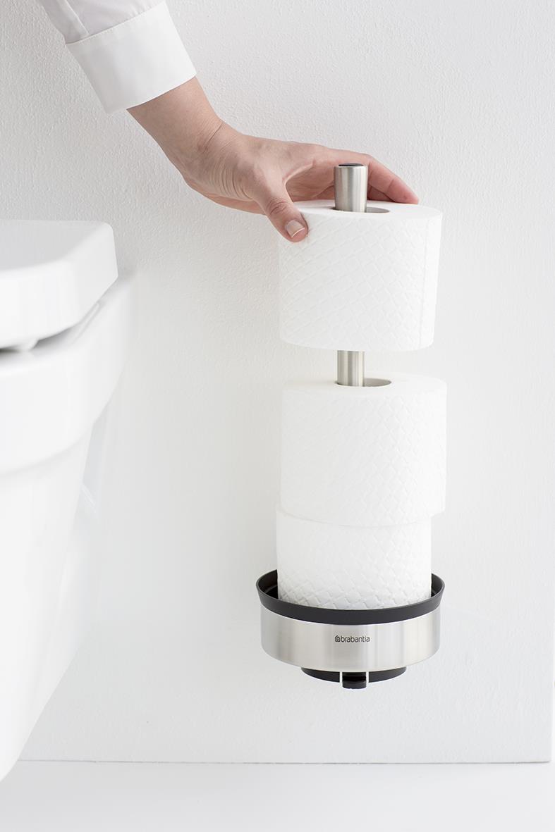 Toalettpappershållare Brabantia Profile i mattborstat stål med tre nivåer för toalettpapper