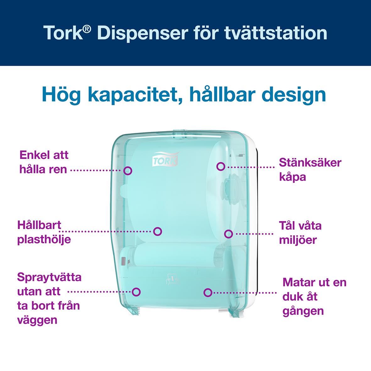 Dispenser Tork Tvättstation W6 Turkos/vit 50250468_2