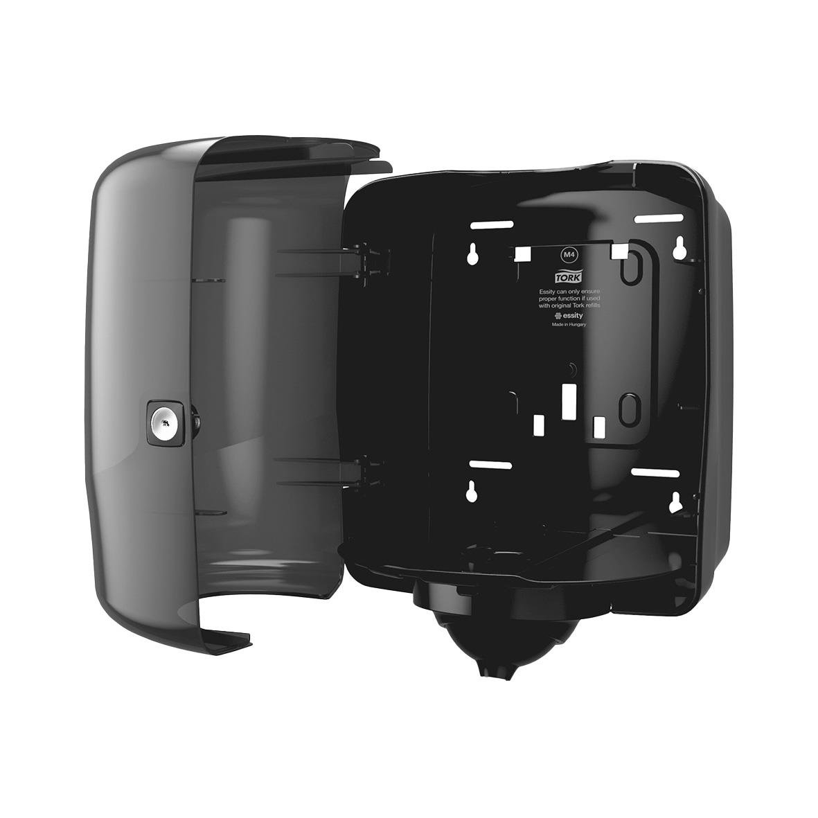 Svart dispenser för Torkrulle Tork M4 Reflex centrummatad